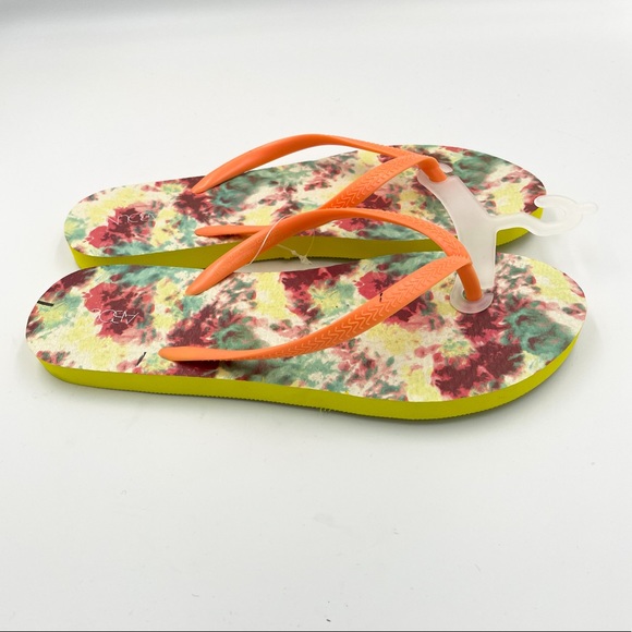 Yellow & Orange Tie Dye Flip Flops - Picture 2 of 7